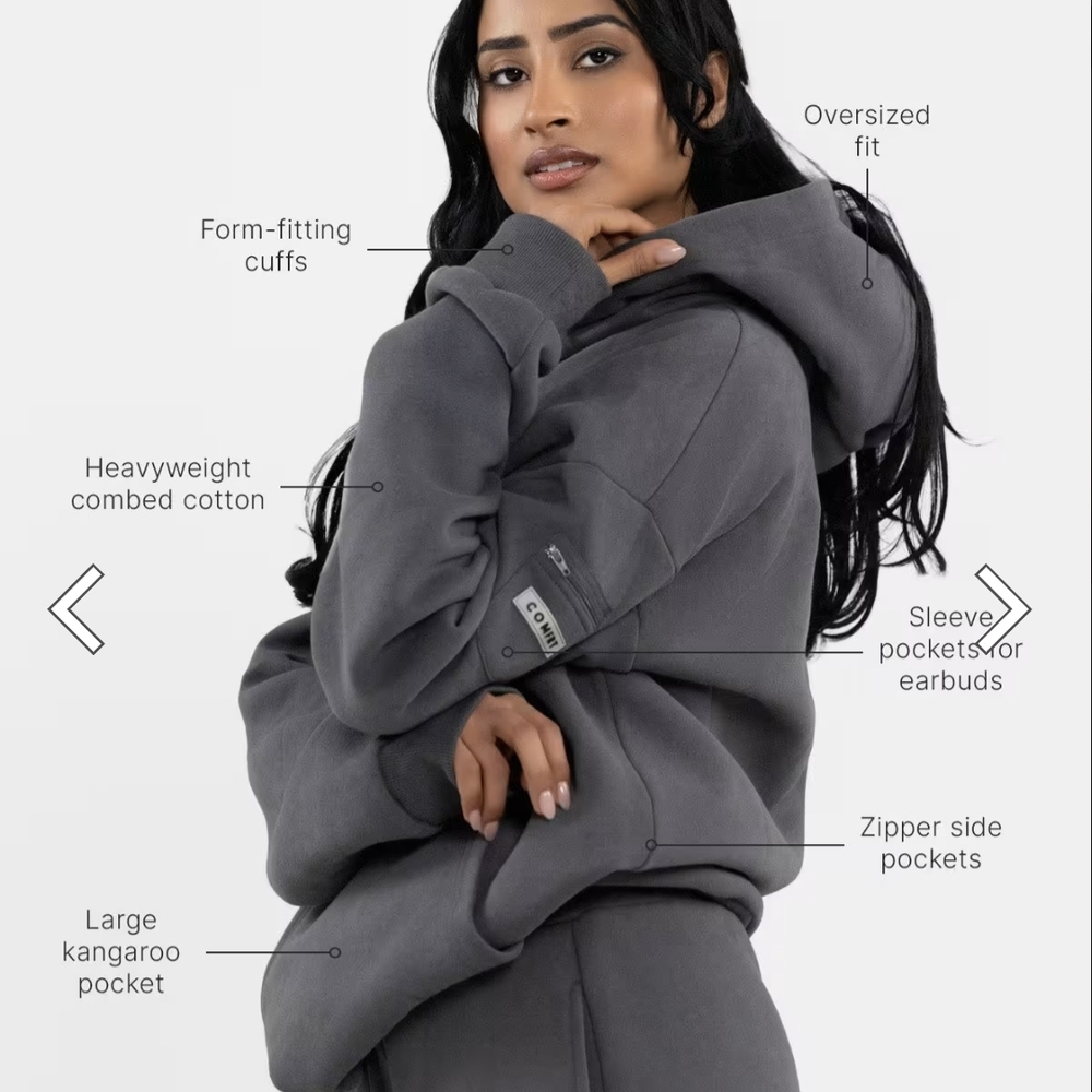Comfrt Travel Essentials Steel Gray Hoodie-Large
